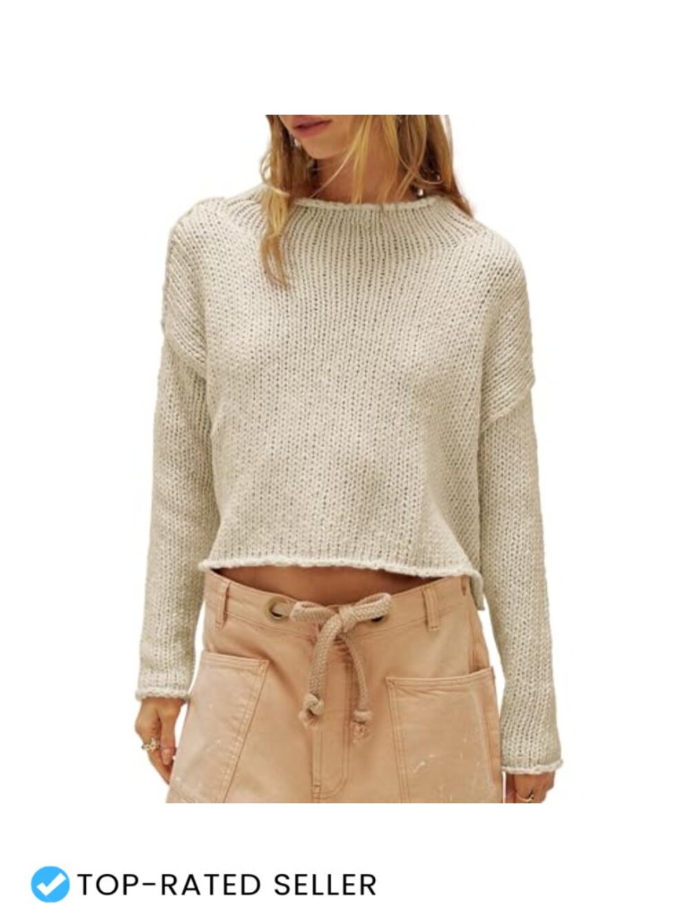 Oversized Roll Neck Cotton Knit Sweater Pullover Women